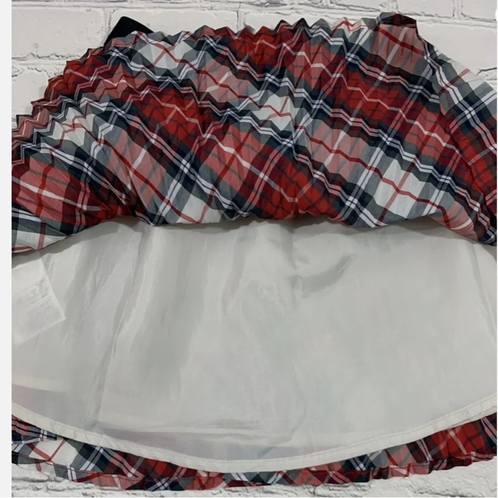 GAP Red and Black Plaid Pleated Skirt